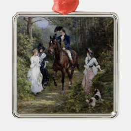 Ornamento De Metal Cavalheiro em Horseback Encontrando Senhoras em um