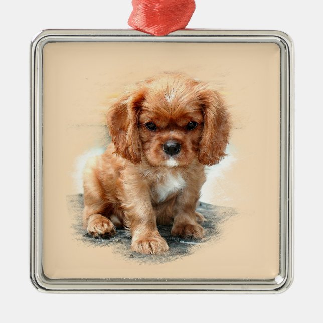 Ornamento De Metal Cavalier King Charles Spaniel (Frente)