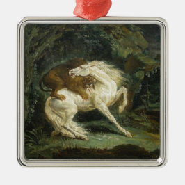 Ornamento De Metal Cavalo Atacado por um Leão (por Théodore Géricault