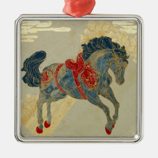 Ornamento De Metal Cavalo Azul Real Ornamentado