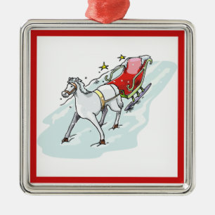 Ornamento De Metal Cavalo & Carruagem -