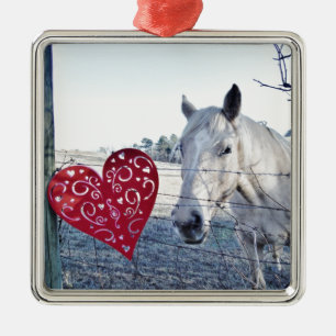 Ornamento De Metal CAVALO coração de Valentine