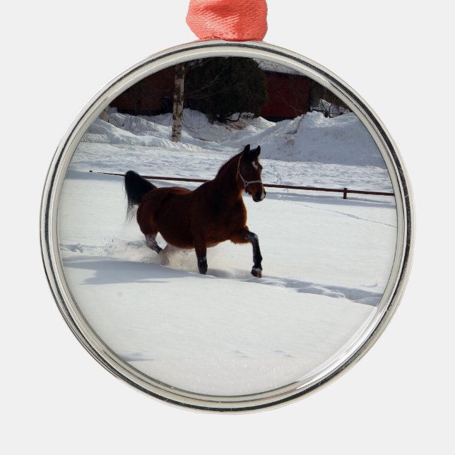 Ornamento De Metal Cavalo da neve (Frente)