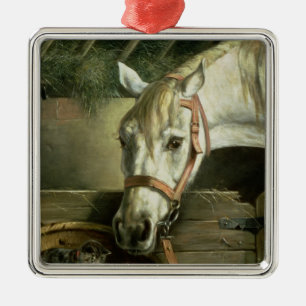 Ornamento De Metal Cavalo e gatinhos, 1890