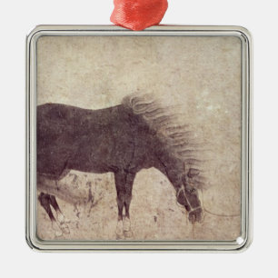 Ornamento De Metal Cavalo e noivo no inverno