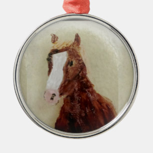 Ornamento De Metal Cavalo Marrom