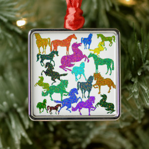 Ornamento De Metal Cavalos Arco-Íris - "Dotty sobre Cavalos!"