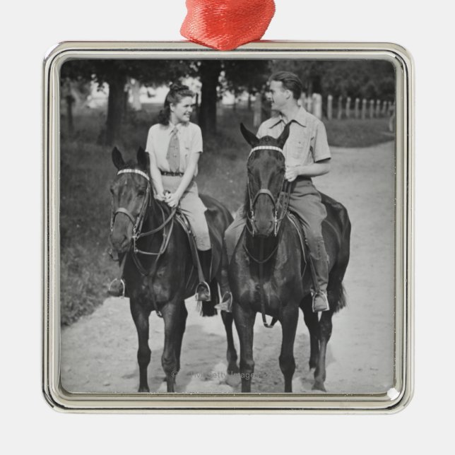 Ornamento De Metal Cavalos de equitação do casal (Frente)