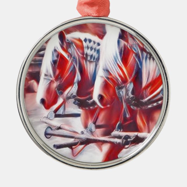 Ornamento De Metal Cavalos de trabalho (Frente)