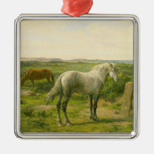 Ornamento De Metal Cavalos próximos à praia (por Rosa Bonheur)