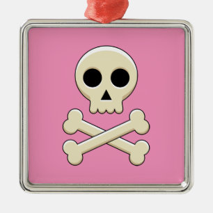 Ornamento De Metal Caveira com Ossos