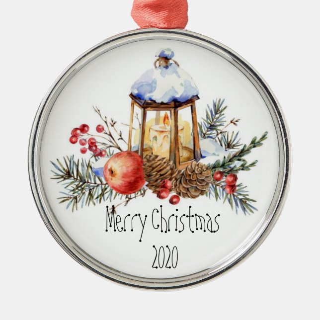 Ornamento De Metal Ce Personalizada Da Maçã De Pinheiro Holly De Nata (Frente)
