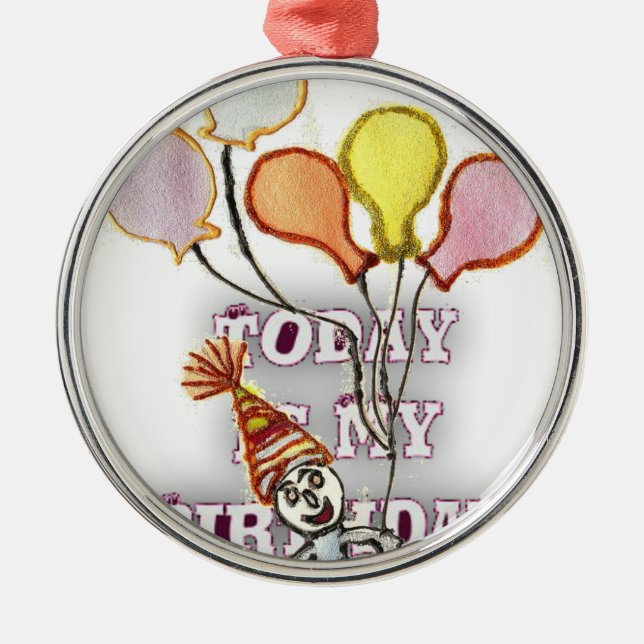 Ornamento De Metal Celebrar com a nossa alegria saudação de aniversár (Frente)