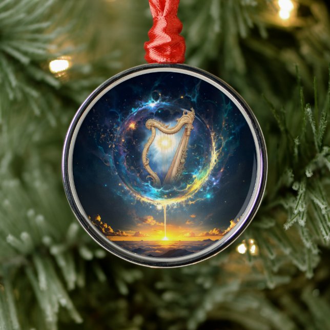 Ornamento De Metal Celestial Harp of the Moonbound Skies.  (Árvore)
