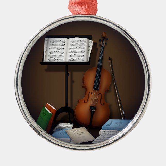 Ornamento De Metal Cello & Music Stand Charming Miniature Scense (Frente)