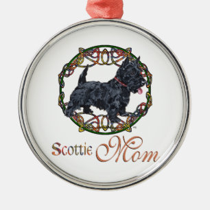 Ornamento De Metal Celtic Scottish Terrier Mãe