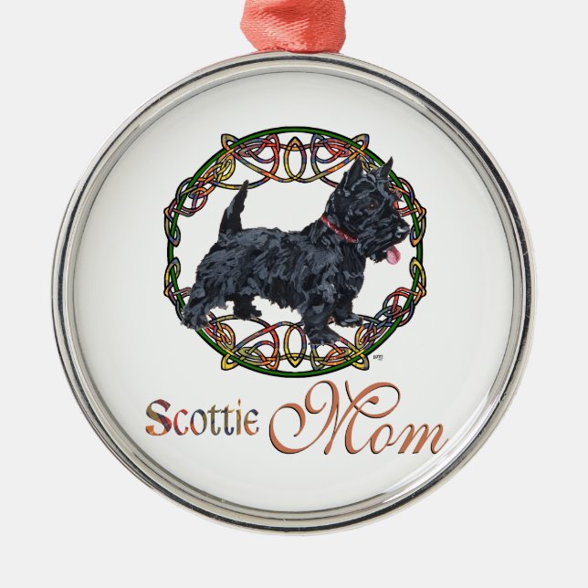 Ornamento De Metal Celtic Scottish Terrier Mãe (Frente)