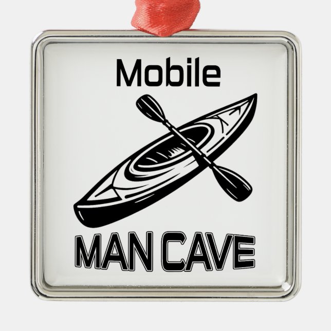 Ornamento De Metal Celular Cave Kayak (Frente)
