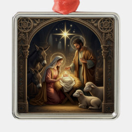 Ornamento De Metal Cena Clássica do Nascimento de Natal