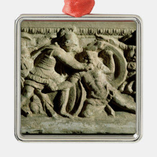 Ornamento De Metal Cena de batalha de uma urna cinerary, Etruscan
