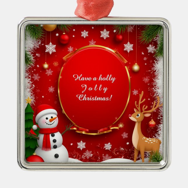 Ornamento De Metal Cena de Férias de Natal (Frente)