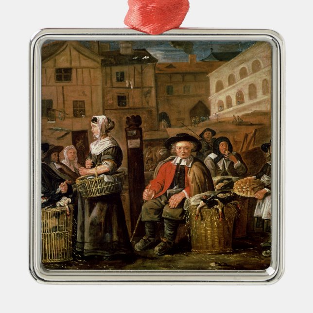 Ornamento De Metal Cena do mercado (Frente)