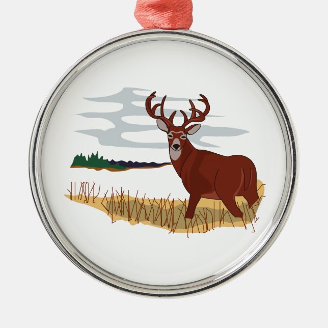Ornamento De Metal Cena dos cervos de Whitetail (Frente)
