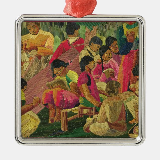 Ornamento De Metal Cena mexicana da vila (Frente)