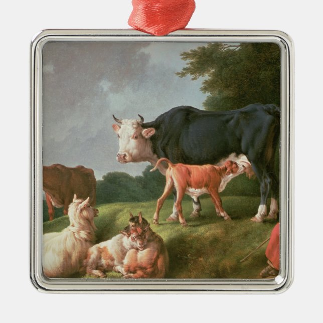 Ornamento De Metal Cena pastoral (Frente)