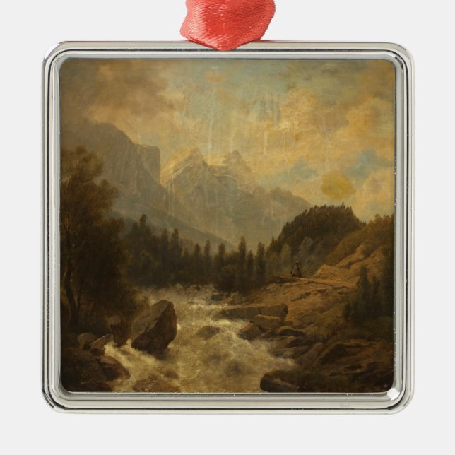 Ornamento De Metal Cenário de Paisagem Florestal (por Josef Kriehuber (Frente)