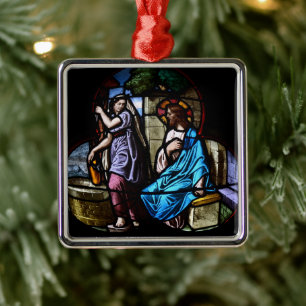 Ornamento De Metal Cenas de Bíblia cristã Dama no poço