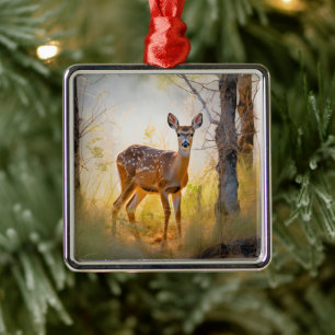 Ornamento De Metal Cervo Gracioso na Floresta Projeto da Natureza