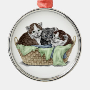 Ornamento De Metal Cesta dos gatinhos