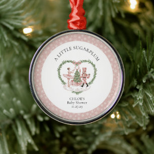 Ornamento De Metal Chá de Bebê Rosa Pequeno Noz Nutcracker