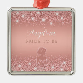 Ornamento De Metal Chá de Noiva Luxuoso Elegante Rosa Dourado Brilhan