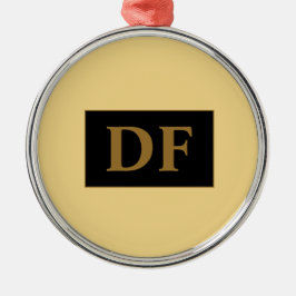 Ornamento De Metal Champanhe Personalizado Com Iniciais Dourados