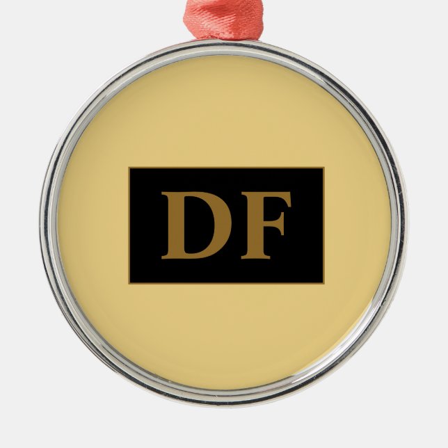 Ornamento De Metal Champanhe Personalizado Com Iniciais Dourados (Frente)