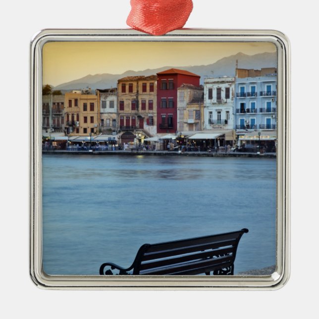 Ornamento De Metal Chania ao entardecer, Chania, Creta, Grécia (Frente)