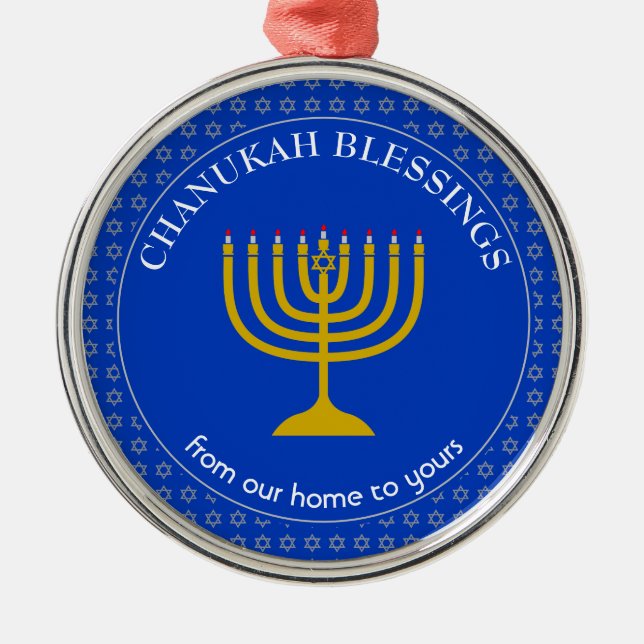 Ornamento De Metal CHANUKAH BLESSING | Menorah | Hanukkah (Frente)