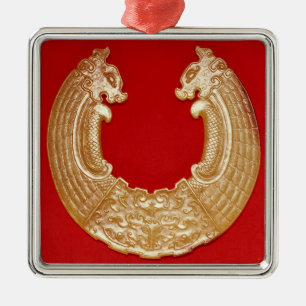 Ornamento De Metal Chapa com dois dragões e uma máscara do TAO-laç