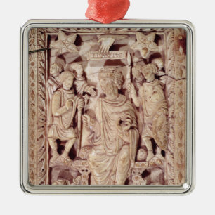 Ornamento De Metal Chapa que descreve o rei David enthroned