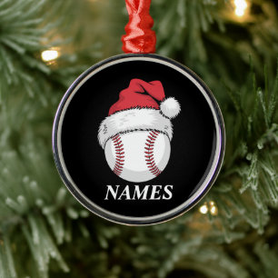 Ornamento De Metal Chapéu de Basebol de Natal Nome Personalizado do P