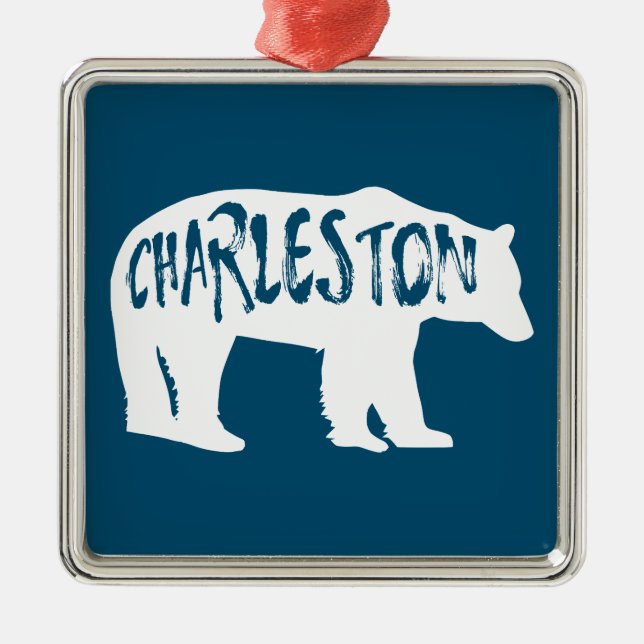 Ornamento De Metal Charleston West Virginia Bear (Frente)