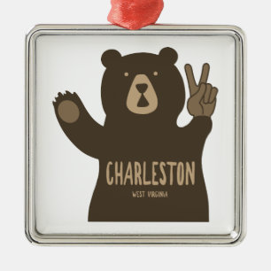 Ornamento De Metal Charleston West Virginia Peace Bear