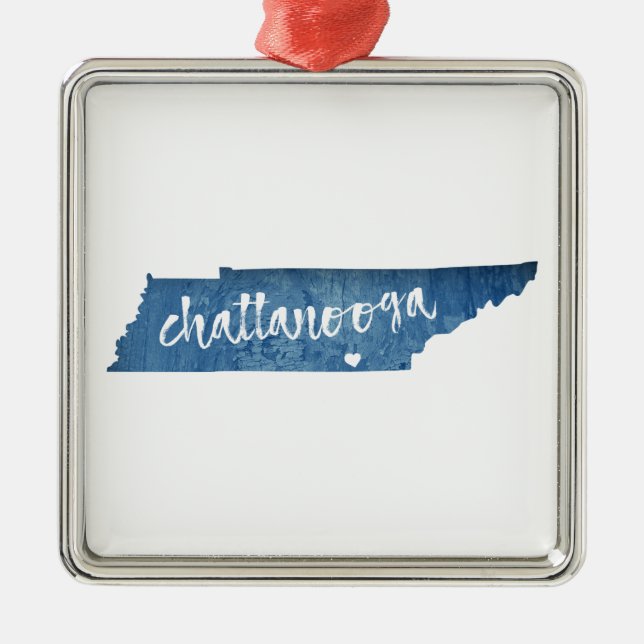 Ornamento De Metal Chattanooga Tennessee Wood Grain (Frente)