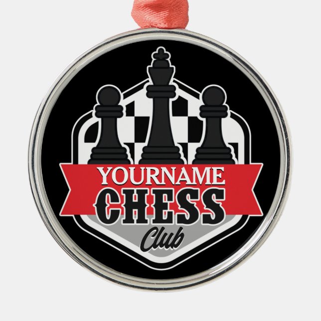Ornamento De Metal Checkmate do Chess Player do NOME Personalizado (Frente)