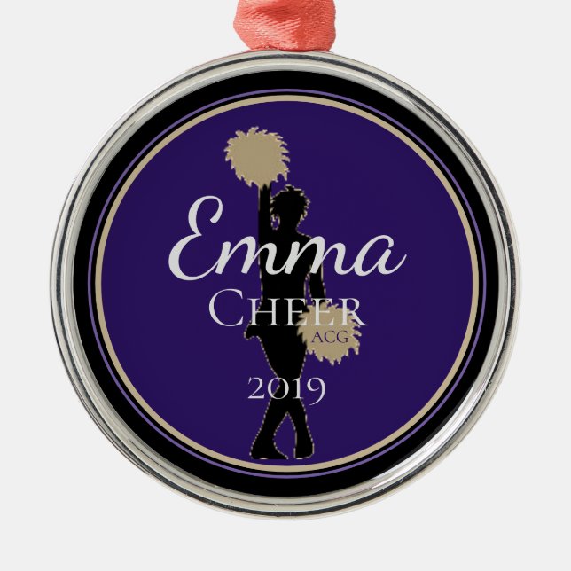 Ornamento De Metal Cheerleader de Encomenda Cheer (Frente)