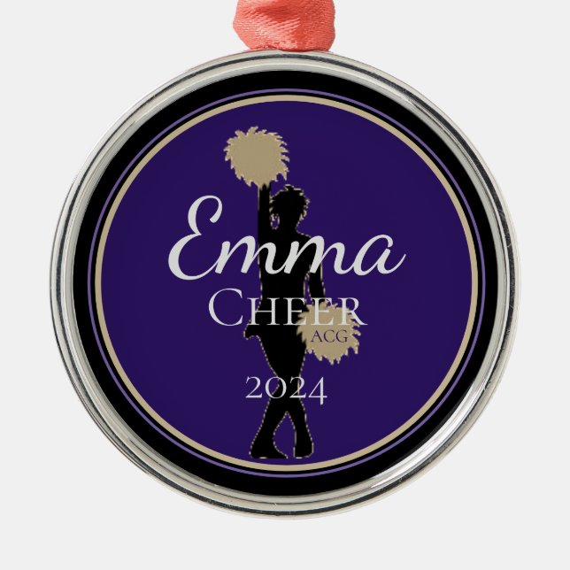 Ornamento De Metal Cheerleader de Encomenda Cheer (Frente)