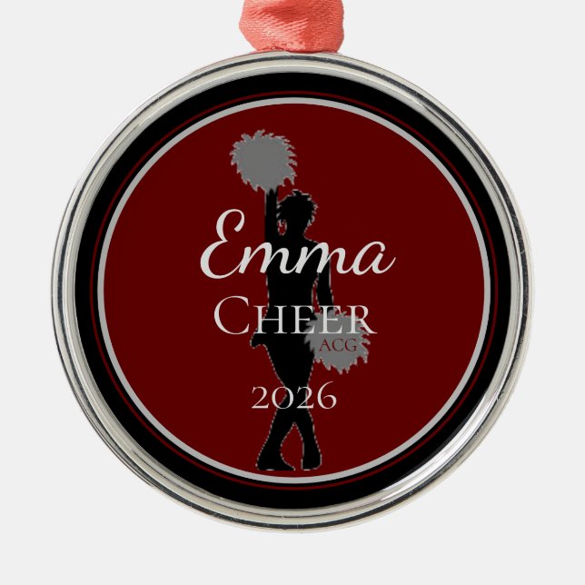 Ornamento De Metal Cheerleader de Encomenda Cheer (Frente)