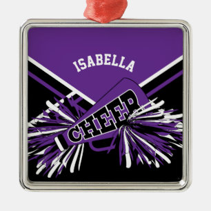 Ornamento De Metal Cheerleader 📣 💖 - Roxo, Preto e Branco